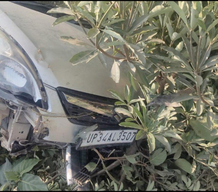 कुत्ते को बचाने में खाई में पलटी कार, पांच घायल; एंबुलेंस कर्मियों ने बचाई जान
