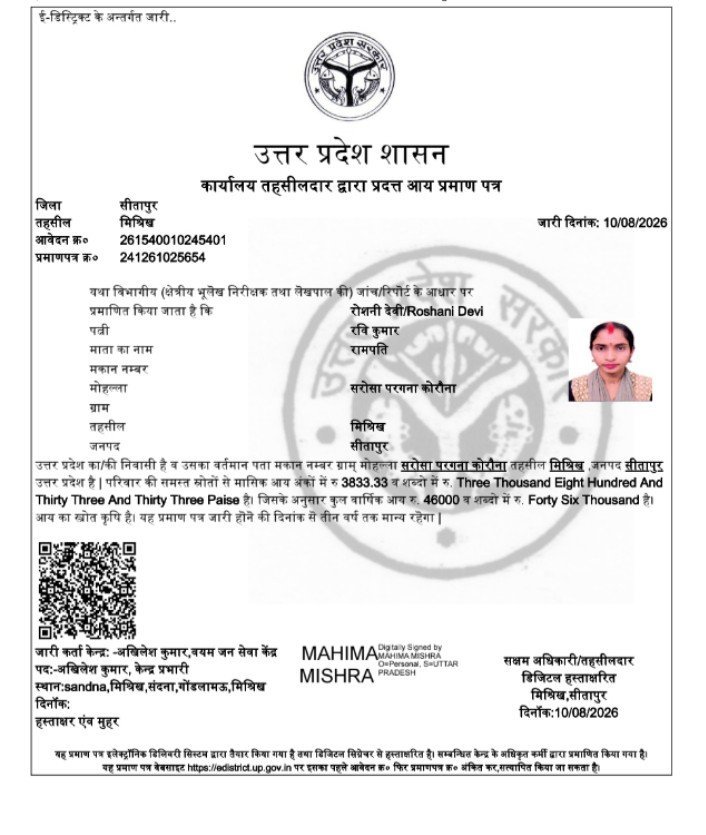 मिश्रिख तहसील में आय प्रमाण पत्रों की जांच के आदेश, चार दिन में बदली आय ने उठाए सवाल